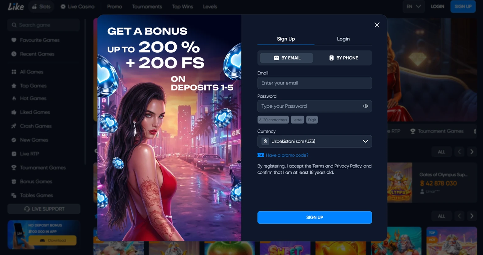 LIKE CASINO registration